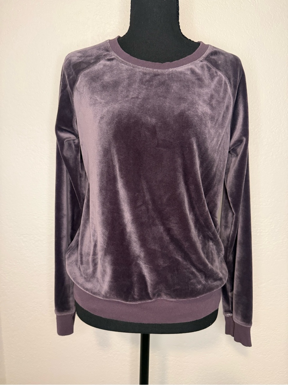Muk Luks Velvet Crewneck Sweater in Plum